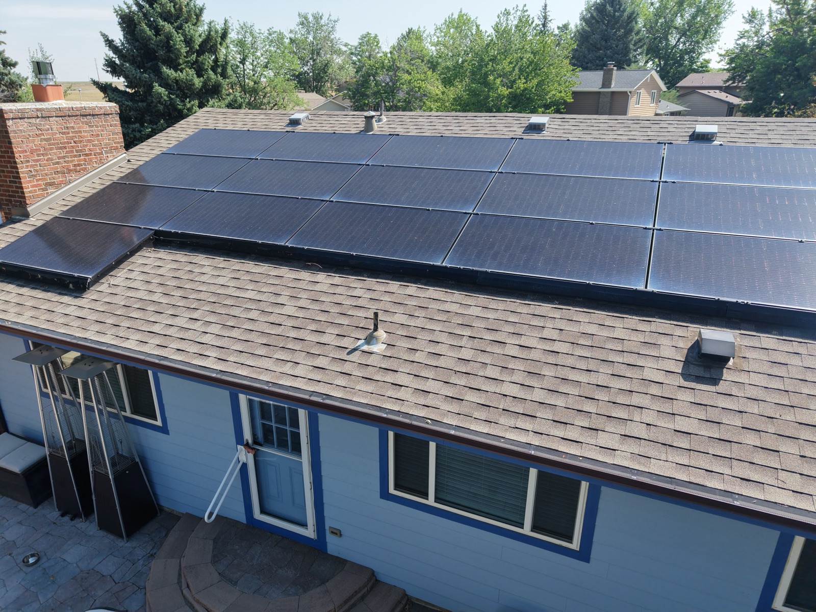 Aerial survey of a rooftop with solar panels